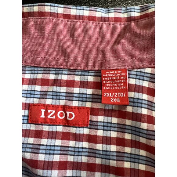 Lot Of 2 IZOD Men's 2XL Button-Down Long Sleeve Shirts Flip Cuffs Plaid Stripes - Picture 6 of 13